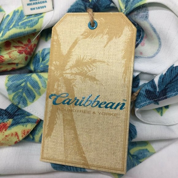 Caribbean Roundtree & Yorke Hawaiian Shirt Men's Size XL Tropical Drink NWT - Picture 9 of 12